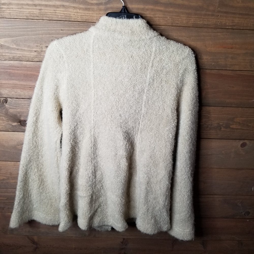 Free People Cornflower Tan Alpaca Wool Military Teddi Sweater Bell Sleeve Size M - Picture 4 of 16